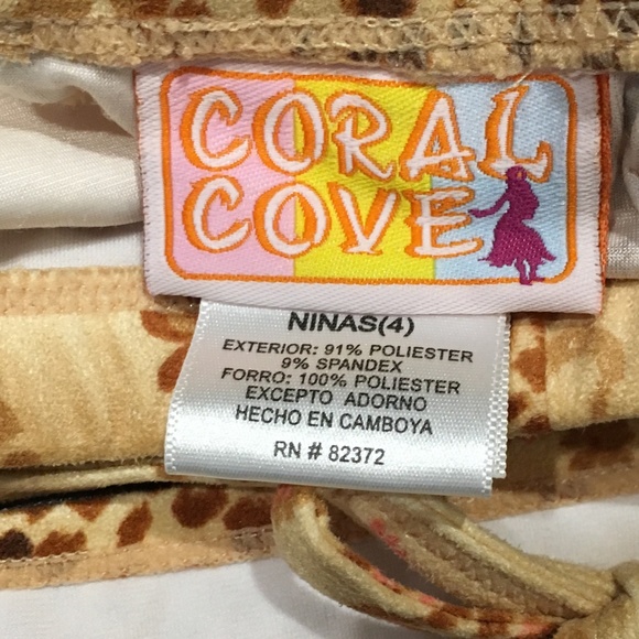 Coral Cove- Girl's  2 PC  Bikini Sz 4 NWT Animal Print /Beads NWT - Picture 3 of 8
